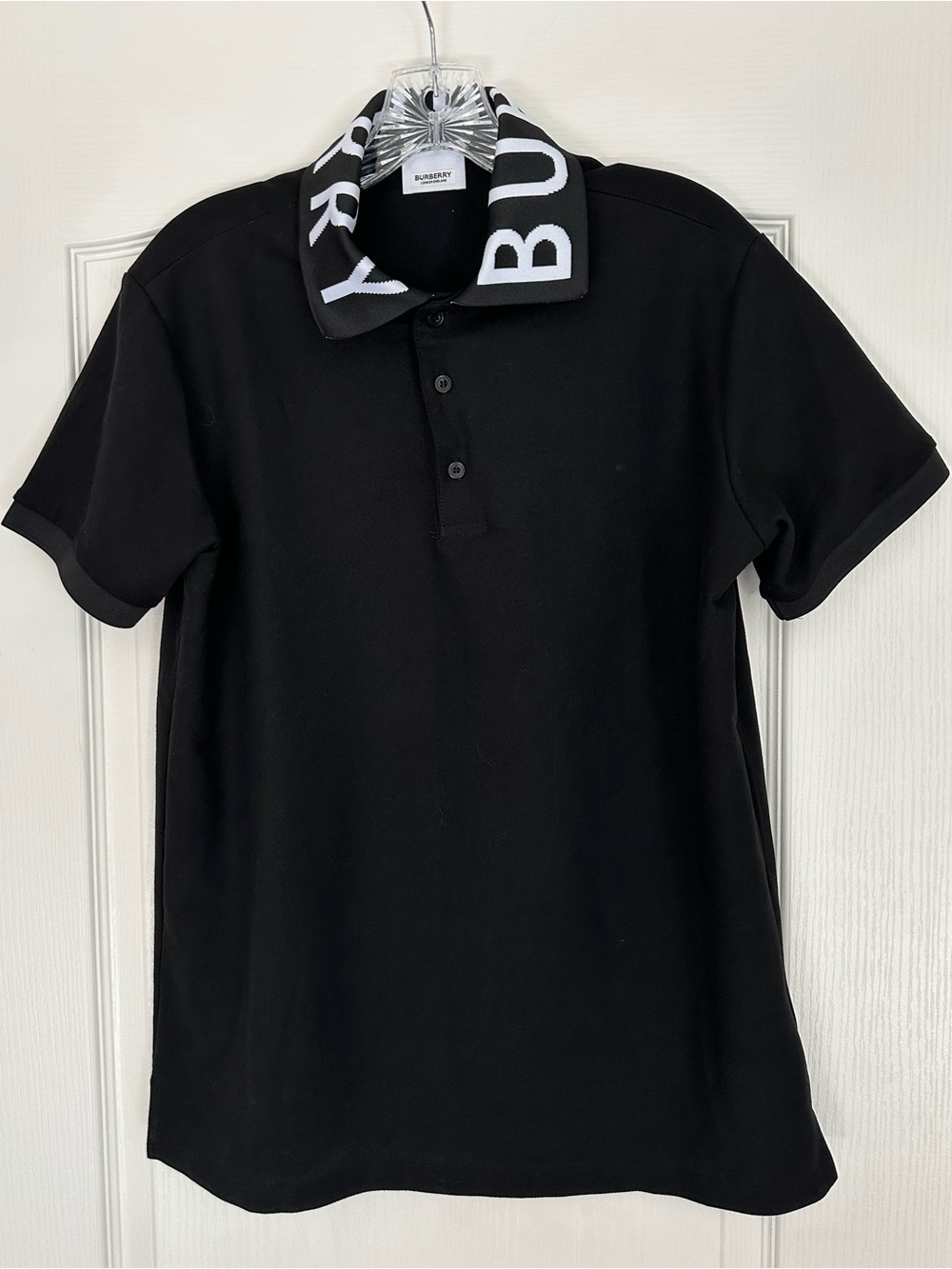 Burberry Men’s Ryland Collar Logo Black Polo